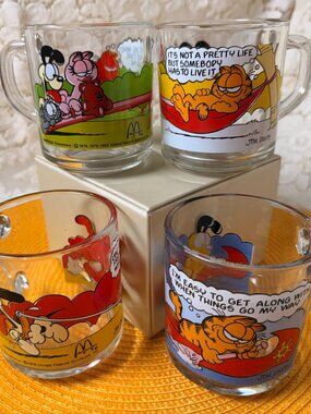 1980's Vintage McDonalds Garfield Mugs Set of 4